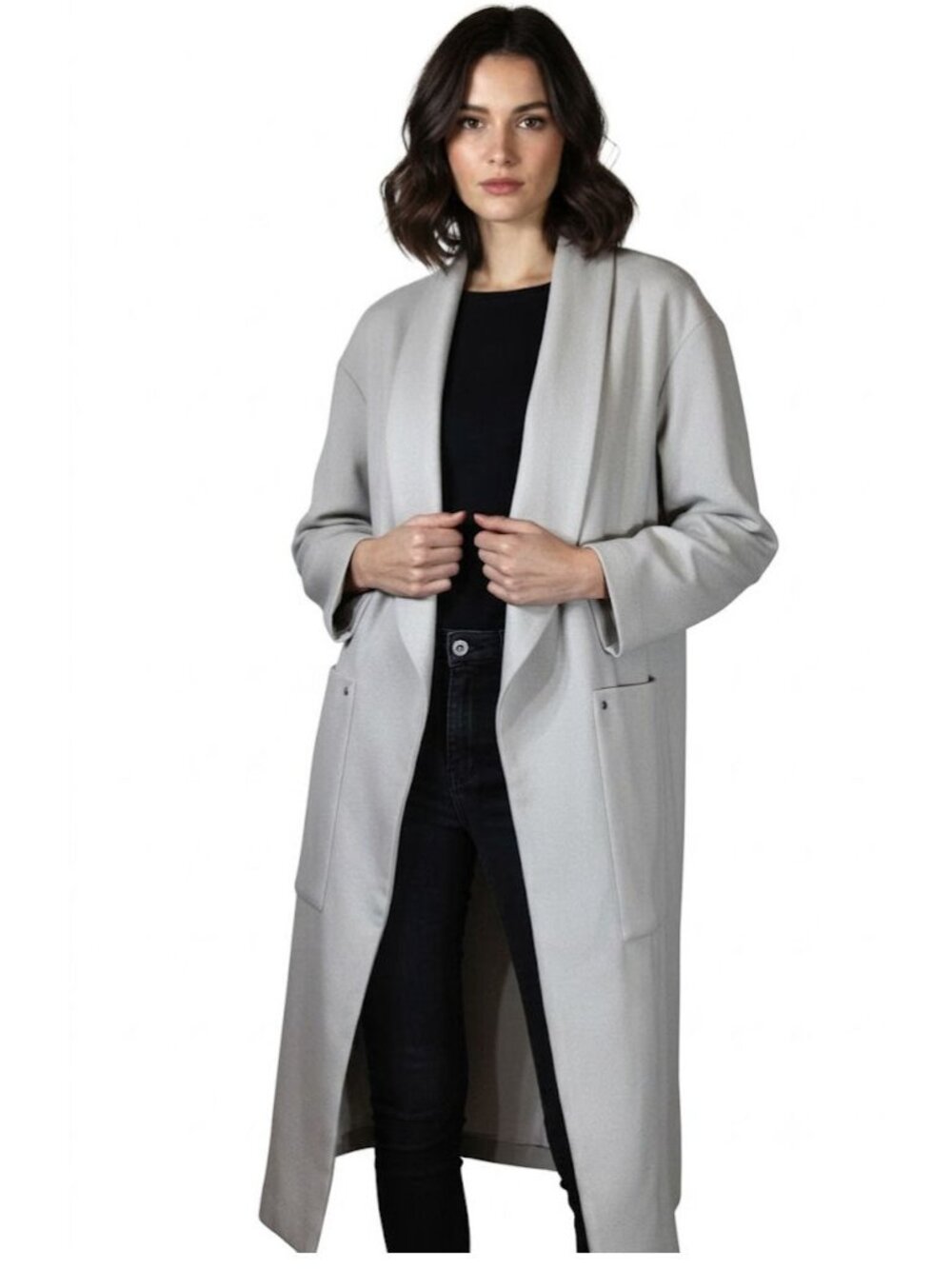 SOIA & KYO Duster Coat 'Carole' Color Pebble, Women's Size Small